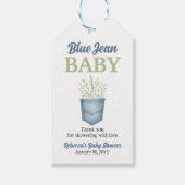 Boho Floral Denim Pocket Blue Jean Baby shower Cadeaulabel (Voorkant)