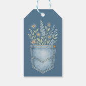 Boho Floral Denim Pocket Blue Jean Baby shower Cadeaulabel (Achterkant)