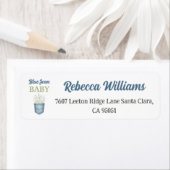 Boho Floral Denim Pocket Blue Jean Baby shower Etiket (Insitu)