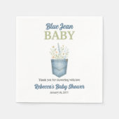Boho Floral Denim Pocket Blue Jean Baby shower Servet (Voorkant)