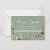 Boho Floral Diaper Raffle Baby Shower Card Notitiekaartje (Voorkant)