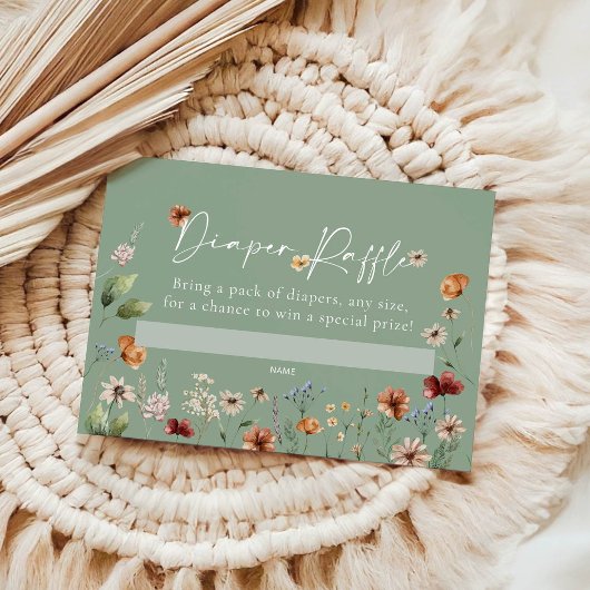 Boho Floral Diaper Raffle Baby Shower Card Notitiekaartje