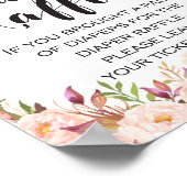 Boho floral Diaper Raffle Baby shower Sign. Poster (Hoek)