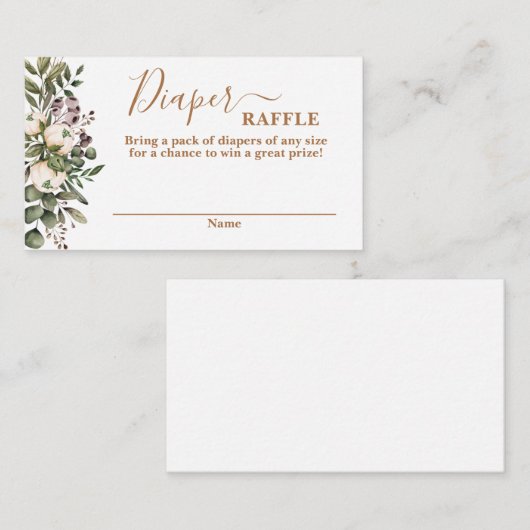 Boho floral Diaper Raffle Card Informatiekaartje (Voorkant / Achterkant)