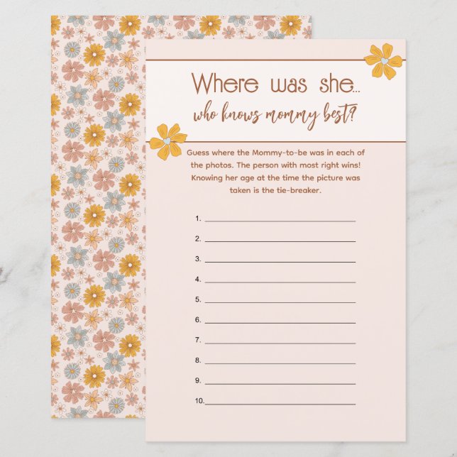 Boho Floral die mama kent beste Afbeelding spel (Voorkant / Achterkant)