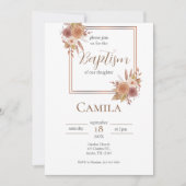 Boho Floral doop uitnodiging voor meisje in het Sp (Voorkant)