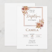 Boho Floral doop uitnodiging voor meisje in het Sp (Voorkant / Achterkant)