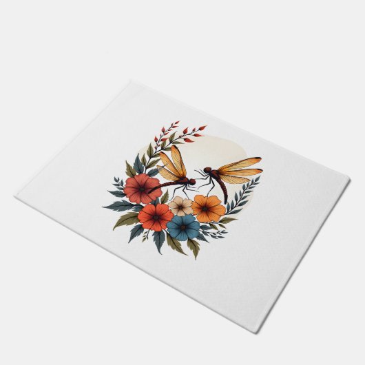 Boho Floral Dragonfly Deurmat (Schuin)