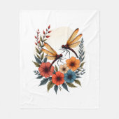 Boho Floral Dragonfly Fleece Deken (Voorkant)