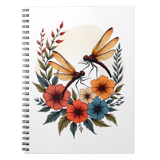 Boho Floral Dragonfly Notitieboek (Voorkant)