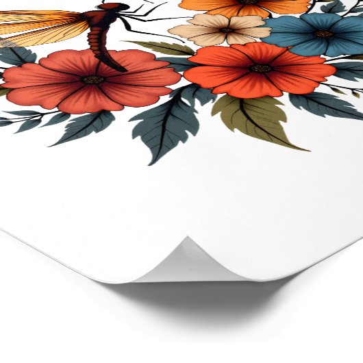 Boho Floral Dragonfly Poster (Hoek)
