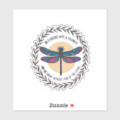 Boho Floral Dragonfly She Is Clothed With Strength Sticker (Vel)