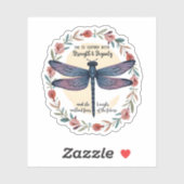 Boho Floral Dragonfly She Is Clothed With Strength Sticker (Vel)