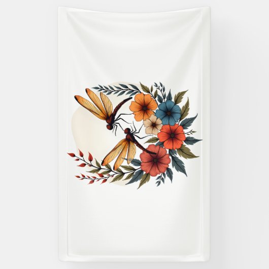 Boho Floral Dragonfly Spandoek (Verticaal)