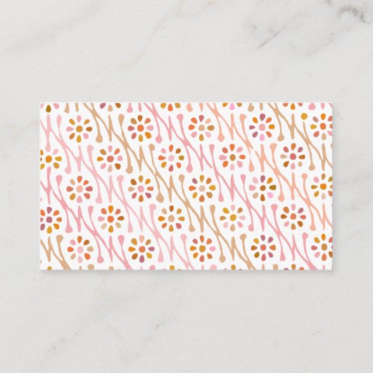 Boho Floral Drawing Blush en Taupe Personalized Visitekaartje (Achterkant)