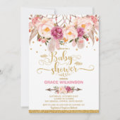 Boho Floral Dream Catcher Baby shower Girl Kaart (Voorkant)