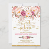 Boho Floral Dream Catcher Sweet 16th Birthday Kaart (Voorkant)