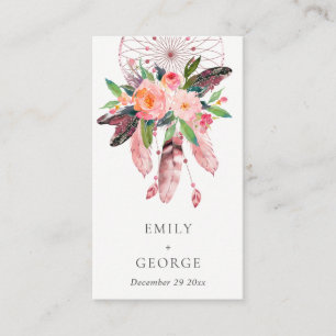 BOHO FLORAL DREAM CATCHER WEDDING GIFT REGISTRY VISITEKAARTJE