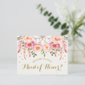 Boho Floral Dreamcatcher Be My Maid of Honor Kaart (Staand voorkant)