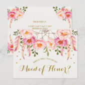 Boho Floral Dreamcatcher Be My Maid of Honor Kaart (Voorkant / Achterkant)