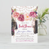 Boho Floral Dreamcatcher Bruids Douche Uitnodiging (Staand voorkant)