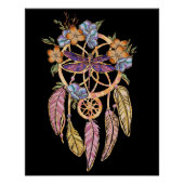 Boho Floral Dreamcatcher met Dragonfly Perfect Poster (Voorkant)