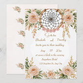 Boho Floral Dreamcatcher Save the Date Kaart (Voorkant / Achterkant)