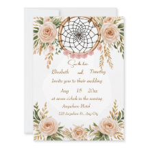Boho Floral Dreamcatcher Save the Date Kaart