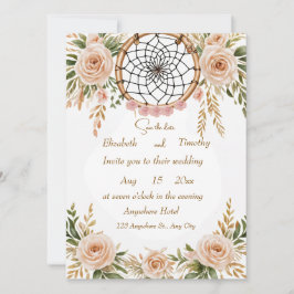 Boho Floral Dreamcatcher Save the Date Kaart