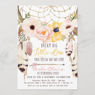 Boho Floral Dreamcatcher Tribal eerste verjaardag Kaart