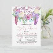 Boho Floral Dreamweaver Baby shower Uitnodiging (Staand voorkant)