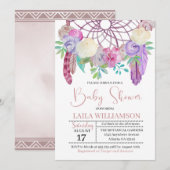 Boho Floral Dreamweaver Baby shower Uitnodiging (Voorkant / Achterkant)