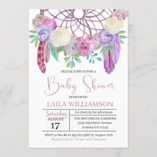 Boho Floral Dreamweaver Baby shower Uitnodiging