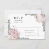 Boho Floral Dried Flowers Dusty Roos Wedding RSVP Kaartje (Voorkant)