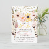 Boho Floral Drocatcher First Birthday Invitation Kaart (Staand voorkant)