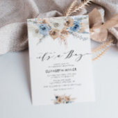 boho floral dusty blue baby shower call kaart