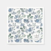 Boho Floral Dusty Blue Pattern Wedding Servet (Voorkant)
