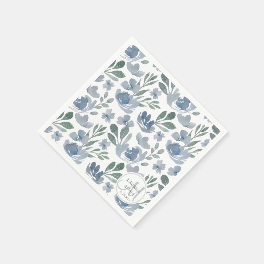 Boho Floral Dusty Blue Pattern Wedding Servet (Hoek)
