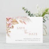 Boho Floral Dusty Pink Elegant Save the Date Kaart (Staand voorkant)