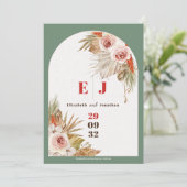 Boho floral Earth tones bootst lijst trouwfoto Save The Date (Staand voorkant)