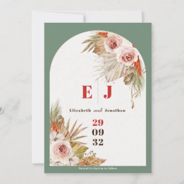Boho floral Earth tones bootst lijst trouwfoto Save The Date