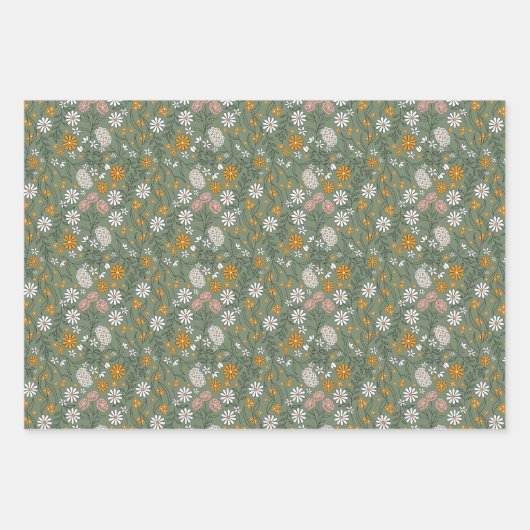 Boho Floral Earth Tones Botanisch Vrijgezellenfees Inpakpapier Vel (Voorkant 2)