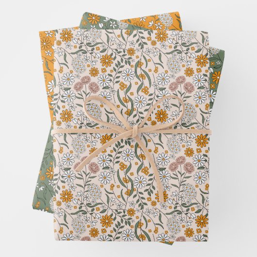 Boho Floral Earth Tones Botanisch Vrijgezellenfees Inpakpapier Vel (In situ)