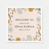 Boho Floral Earth Tones Botanisch Vrijgezellenfees Servet (Voorkant)