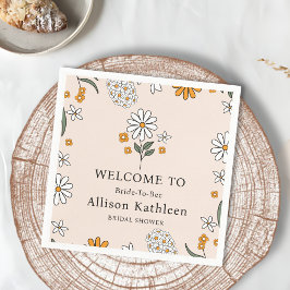 Boho Floral Earth Tones Botanisch Vrijgezellenfees Servet