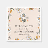 Boho Floral Earth Tones Botanisch Vrijgezellenfees Servet (Voorkant)