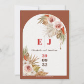 Boho floral Earth tones terracotta trouwfoto Save The Date (Voorkant)