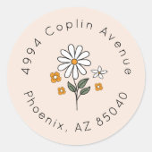 Boho Floral Earth Tones Vrijgezellenfeest Adres Ronde Sticker (Voorkant)