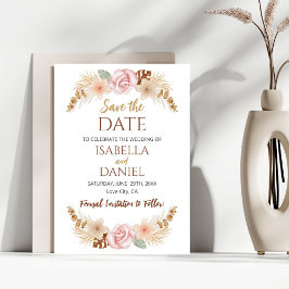 Boho Floral Earth Tones Wedding Bewaar de datum Save The Date