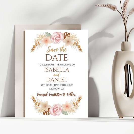 Boho Floral Earth Tones Wedding Bewaar de datum Save The Date